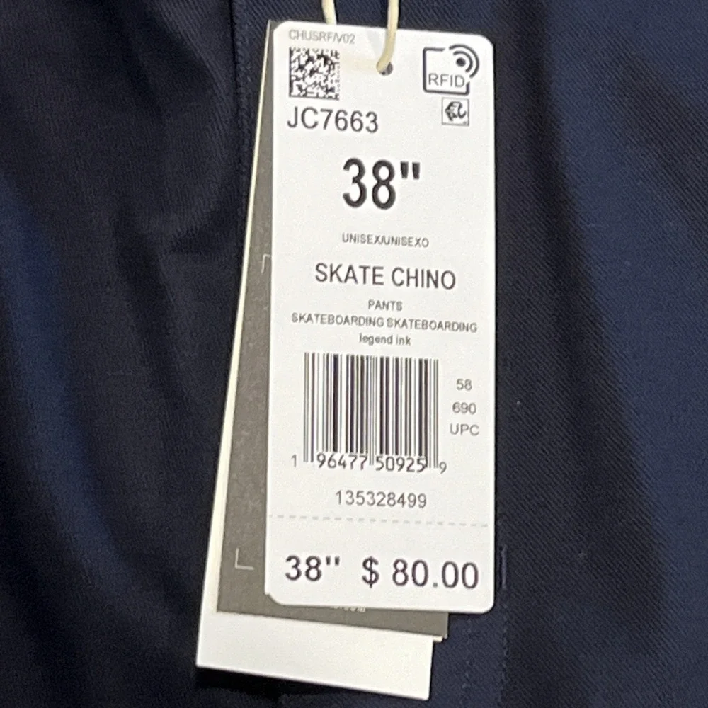 $80 Mens SIze 38 Adidas Originals Straight Leg Skate Chino Pants Blue NWT